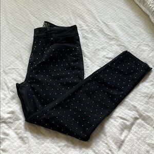 Rewash Black Skinny Jeans with White Polka Dots